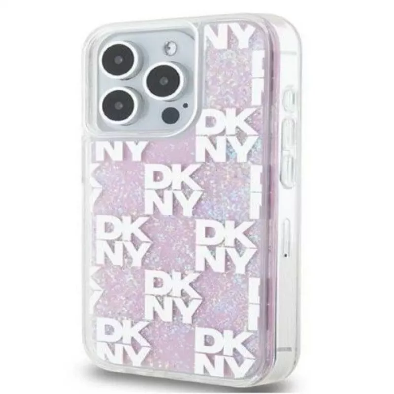 DKNY Apple iPhone 15 Pro 6,1 tuuman hardcase Liquid Glitter Multilogo pinkki