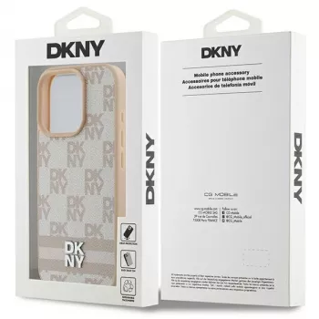 DKNY karokuvio & painettu raita iPhone 16 Pro kuori - pinkki