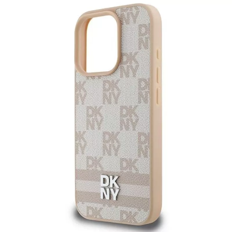 DKNY karokuvio & painettu raita iPhone 16 Pro kuori - pinkki
