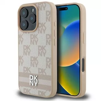 DKNY karokuvio & painettu raita iPhone 16 Pro kuori - pinkki