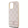 DKNY nahkakotelo ruudullisella Mono-kuviolla ja painetuilla raidoilla iPhone 14 Pro Max - pinkki