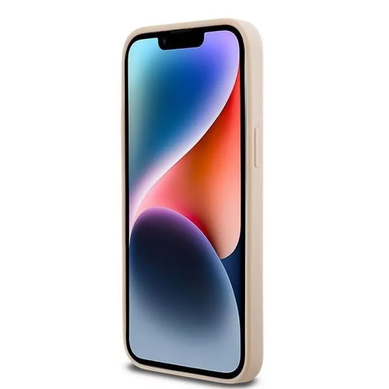 DKNY nahkakotelo ruudullisella Mono-kuviolla ja painetuilla raidoilla iPhone 14 Pro Max - pinkki