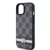 DKNY nahkakotelo ruudullisella monogrammikuviolla ja painetuilla raidoilla iPhone 15/14/13 - musta
