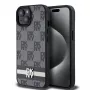 DKNY nahkakotelo ruudullisella monogrammikuviolla ja painetuilla raidoilla iPhone 15/14/13 - musta