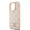DKNY nahkakotelo ruudullisella Mono-kuviolla ja painetuilla raidoilla iPhone 15 Pro Max - pinkki