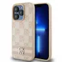DKNY nahkakotelo ruudullisella Mono-kuviolla ja painetuilla raidoilla iPhone 15 Pro - pinkki