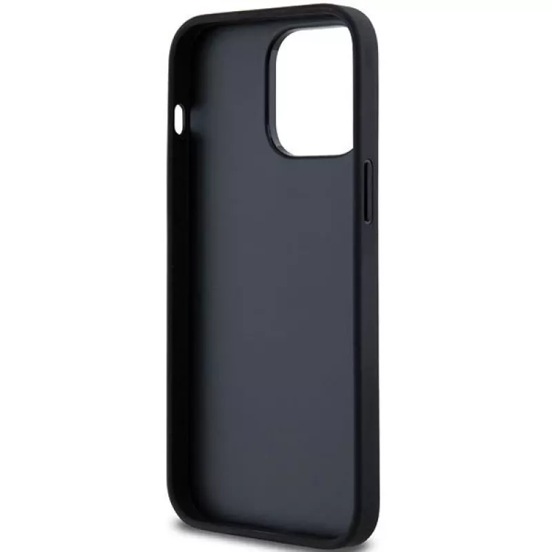 DKNY nahkainen Mono Stripe & metallilogo -kotelo iPhone 14 Pro Max - musta