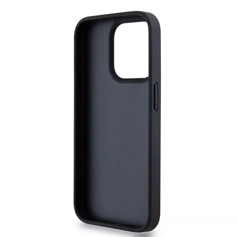 DKNY nahkainen Mono Stripe & metallilogo -kotelo iPhone 15 Pro - musta