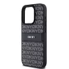 DKNY nahkainen Mono Stripe & metallilogo -kotelo iPhone 15 Pro - musta
