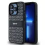 DKNY nahkainen Mono Stripe & metallilogo -kotelo iPhone 15 Pro - musta