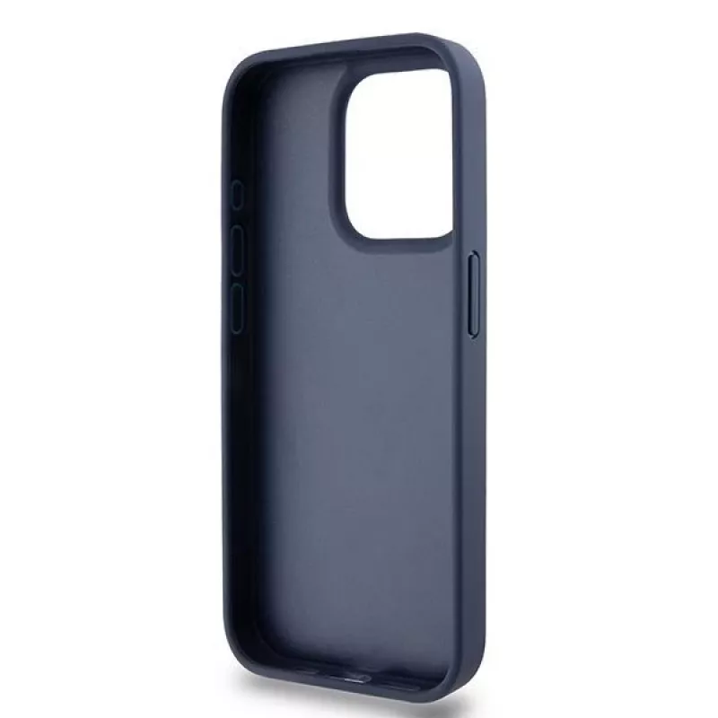 DKNY nahkainen Mono Stripe & metallilogo -kuori iPhone 15 Pro - sininen