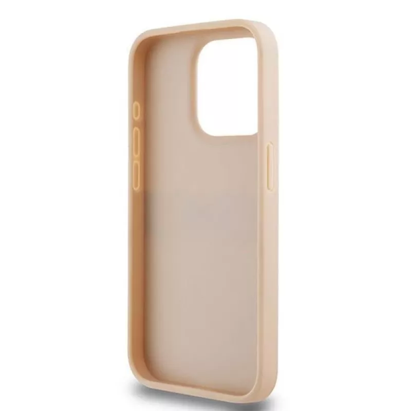 DKNY nahkainen Mono Stripe & metallilogo -kotelo iPhone 15 Pro - pinkki