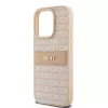 DKNY nahkainen Mono Stripe & metallilogo -kotelo iPhone 15 Pro - pinkki