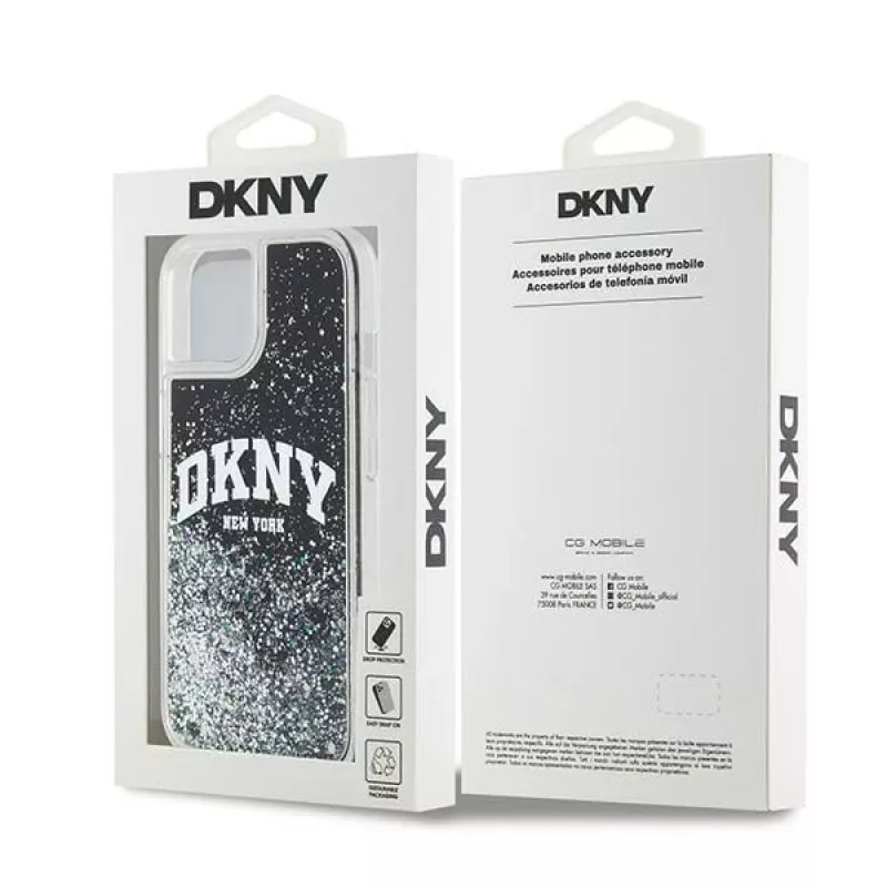 DKNY Liquid Glitter Big Logo iPhone 14/15/13 kuori - musta