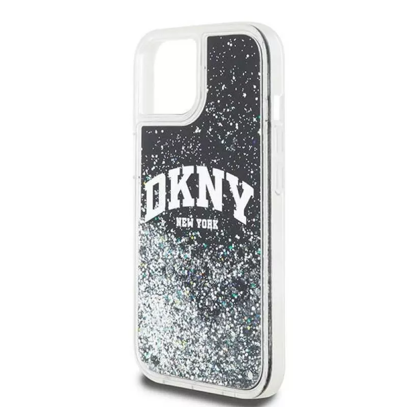 DKNY Liquid Glitter Big Logo iPhone 14/15/13 kuori - musta