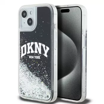 DKNY Liquid Glitter Big Logo iPhone 14/15/13 kuori - musta