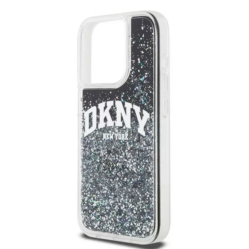 DKNY Liquid Glitter Big Logo iPhone 14 Pro -kotelo - musta