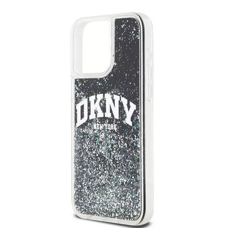 DKNY Liquid Glitter Big Logo iPhone 14 Pro Max -kotelo - musta