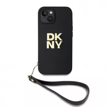 DKNY PU-nahka Stack Logo rannehihnakotelo iPhone 13 - musta