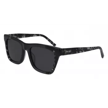 DKNY naisten kulmikkaat aurinkolasit DK529S-001 - musta kehys, harmaat linssit, 53 mm