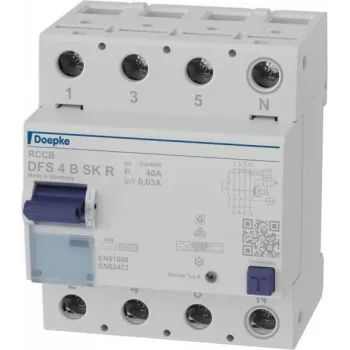 DOEPKE DFS4 040-4/0,03-B SK tyyppi B vikavirtasuojakytkin 4-napainen 40A 30mA 230/400V AC 9134988