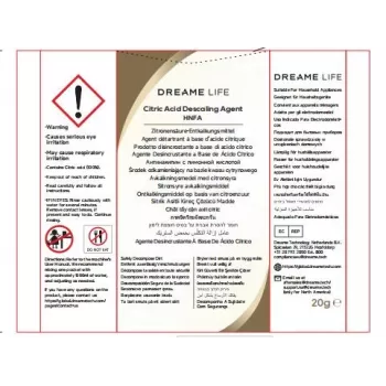 Dreame HNFA kalkinpoistoliuos N20 höyrypuhdistimeen – 12 x 20g pussia (sitruunahappo)