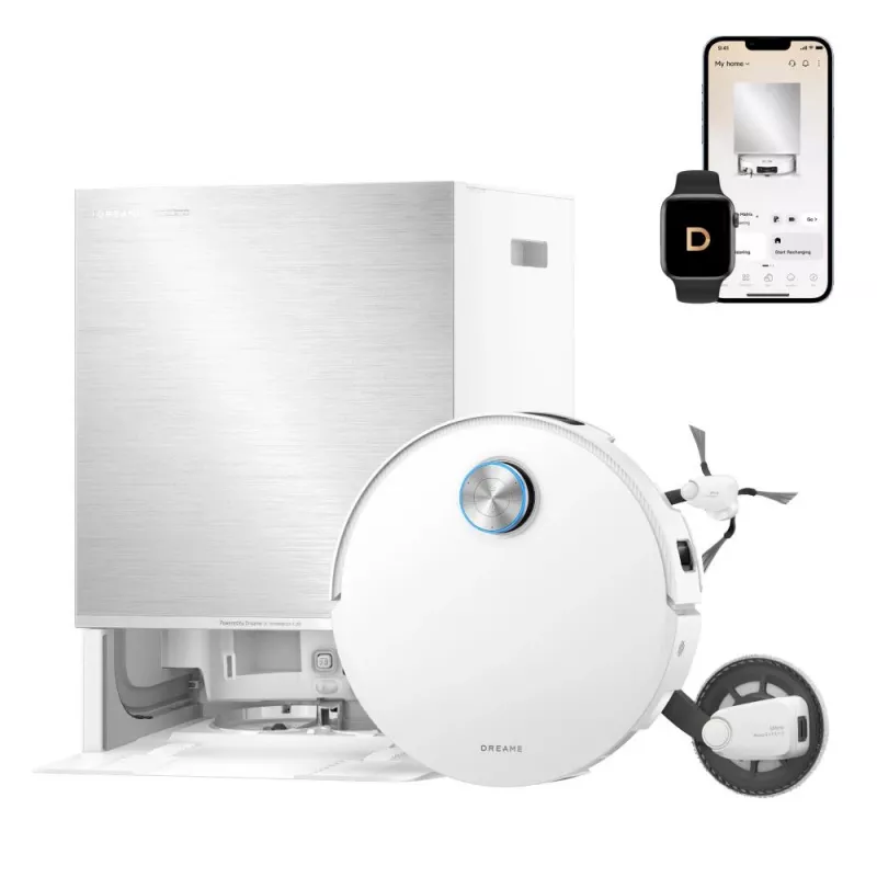 Dreame X60 Pro Ultra Complete White -imurointirobotti latausasemalla ja tarvikkeilla