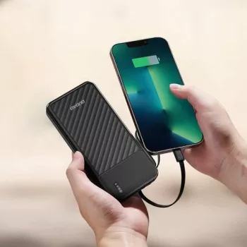 Dudao K11 10 000 mAh varavirtalähde integroiduilla kaapeleilla musta