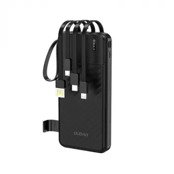 Dudao K11 10 000 mAh varavirtalähde integroiduilla kaapeleilla musta