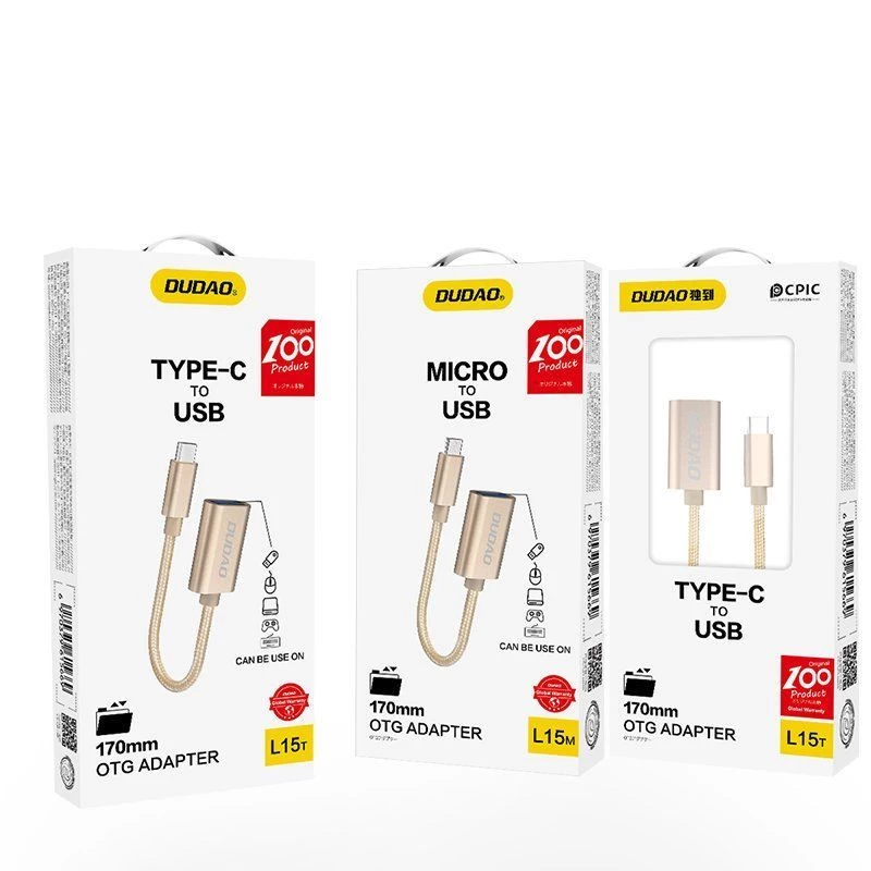 Dudao L15T OTG USB 2.0 - USB Type-C adapterikaapeli, harmaa, 15 cm