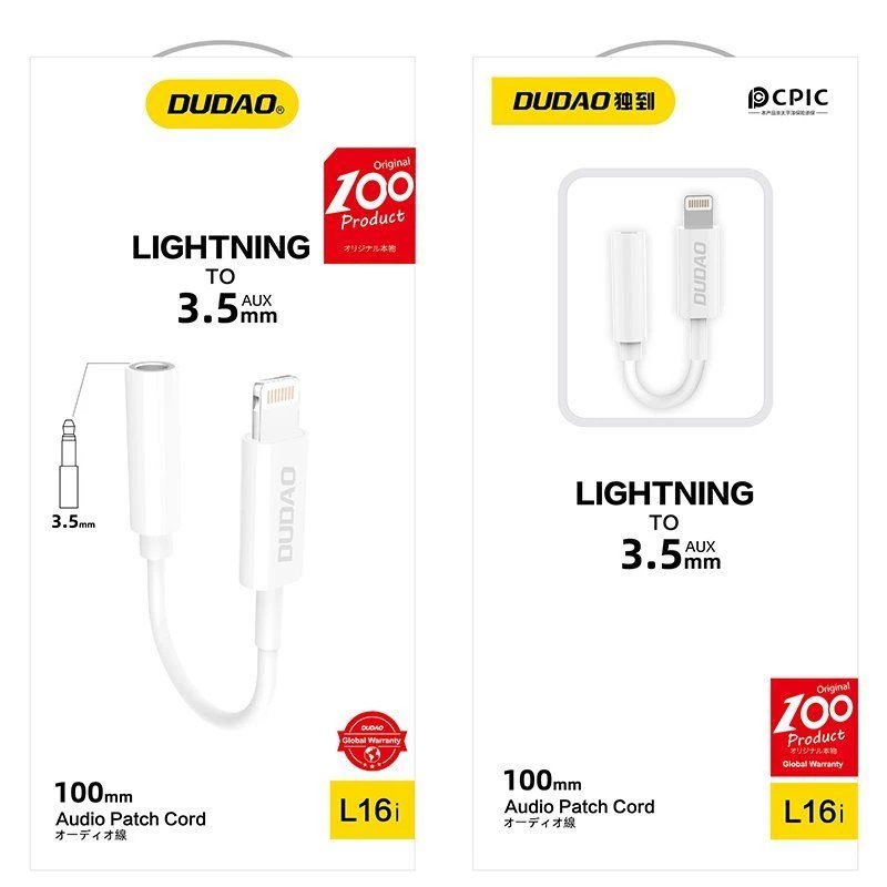 Dudao L16i äänisovitin Lightning - 3,5 mm valkoinen