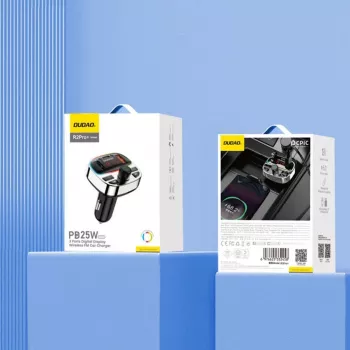 Dudao R2PRO+ auto-FM-lähetin PD25W Bluetooth 5.3 RGB-latausliitännöillä - musta ja hopea