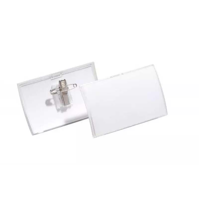 DURABLE CLICK FOLD -nimikylttipidike kombiklipsillä, 90 x 54 mm, läpinäkyvä, 25 kpl:n pakkaus (821419)