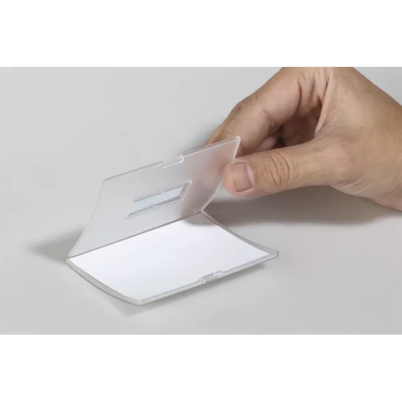 DURABLE CLICK FOLD nimikyltti klipsillä, 90x54 mm insertti, läpinäkyvä, 25 kpl:n pakkaus 821619