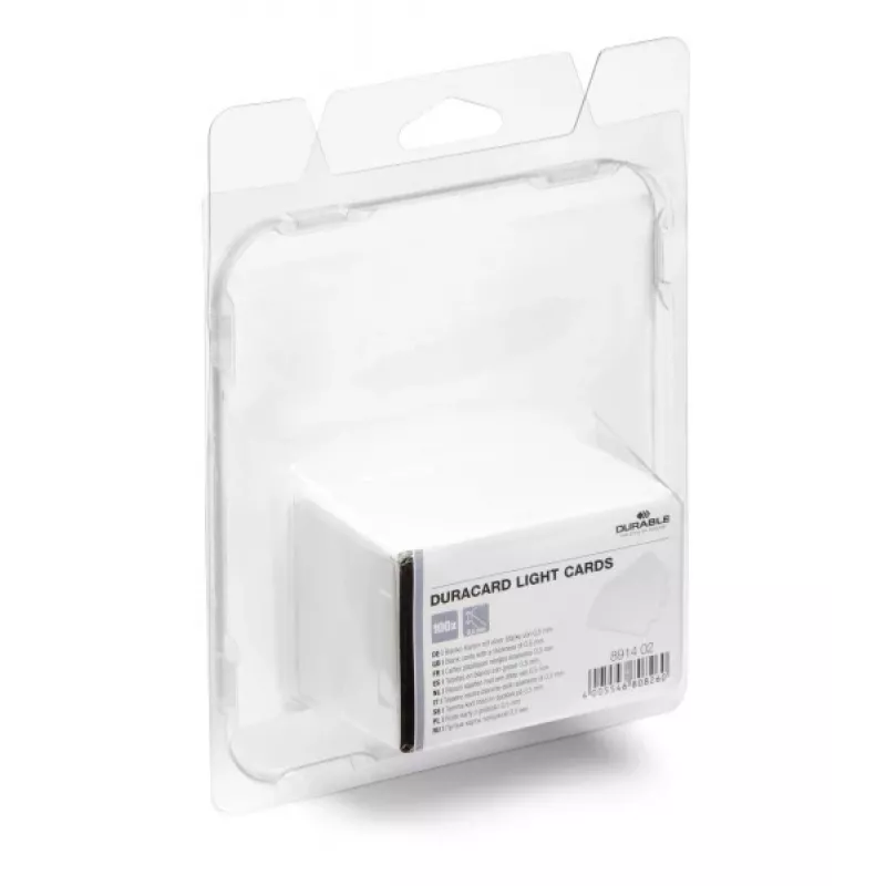 DURABLE DURACARD® muovikortit 0,50 mm valkoinen CR80 (100 kpl:n pakkaus) 891402