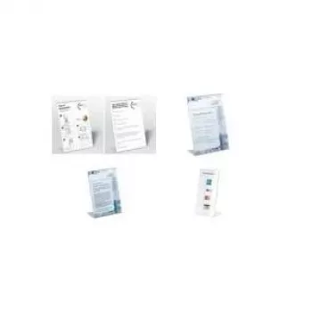 DURABLE L-muotoinen A4 pystyasennusteline, läpinäkyvä akryyli, 2 kpl:n pakkaus 859619
