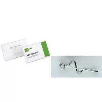 DURABLE nimikyltti 60x30 mm aaltoneulalla, 100 kpl, läpinäkyvä 800619