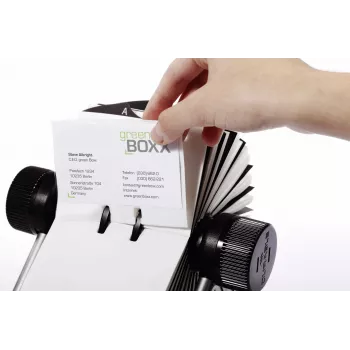 DURABLE VISIFIX® pyörivä kortistolaatikko, 500 kortin kapasiteetti, A-Z rekisteri, musta 248123