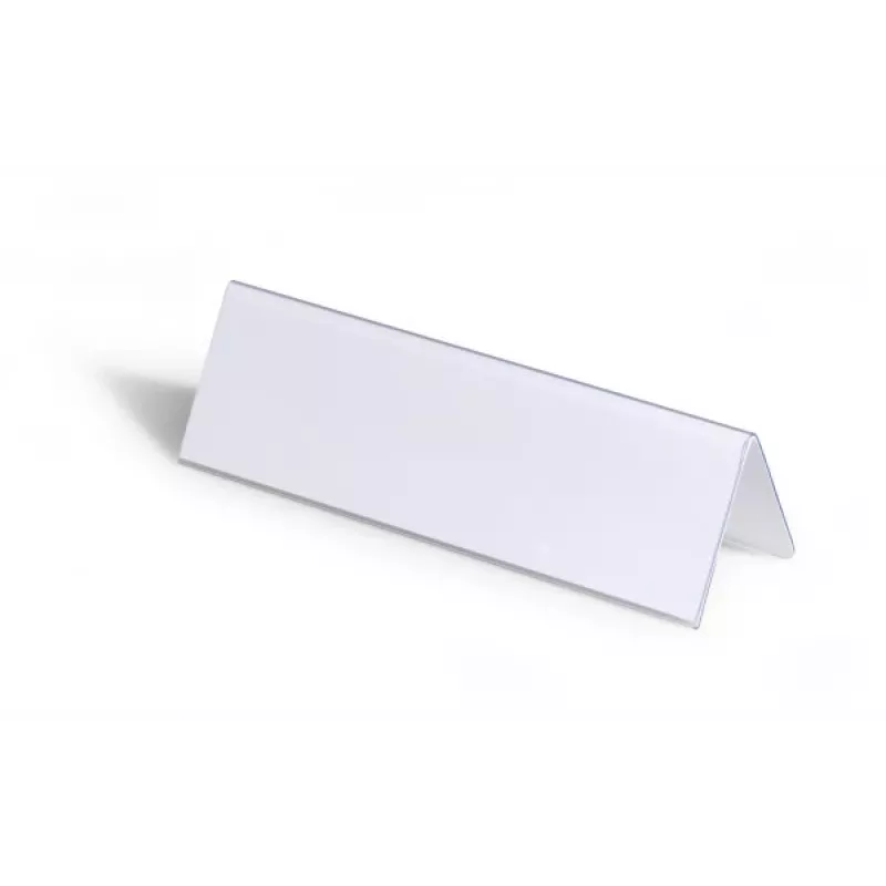 DURABLE VISIFIX® pöytänimikyltti pöytäteline 61/122x210 mm, läpinäkyvä PVC, 25 kpl:n pakkaus (805219)