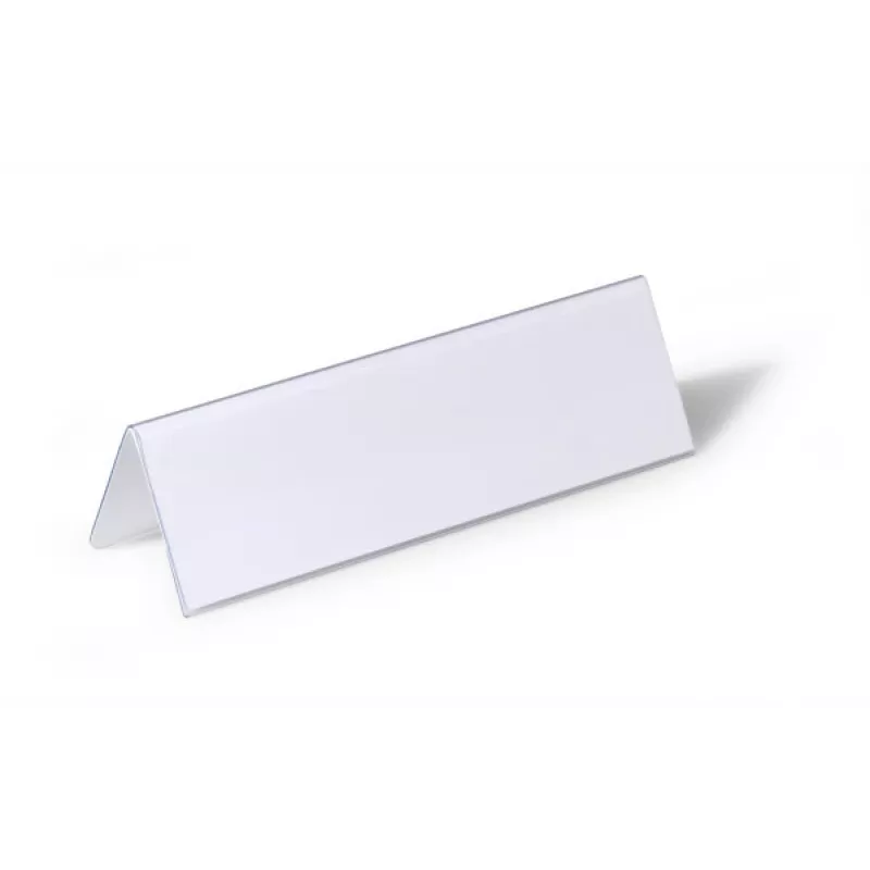 DURABLE VISIFIX® pöytänimikyltti pöytäteline 61/122x210 mm, läpinäkyvä PVC, 25 kpl:n pakkaus (805219)