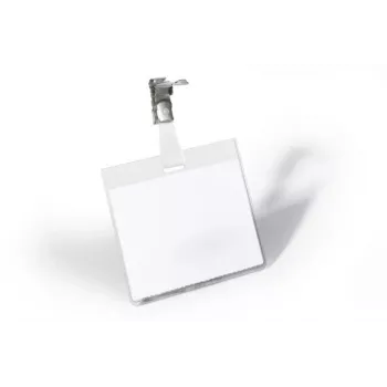 DURABLE VISITOR nimikylttipidike 90 x 60 mm kääntyvällä klipsillä, läpinäkyvä, 25 kpl (800319)