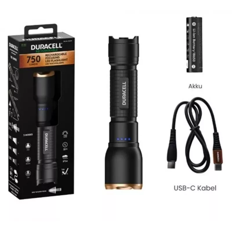 Duracell DF750R taskulamppu musta