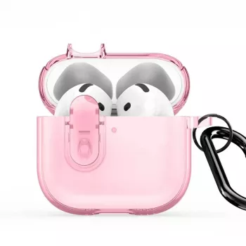 Dux Ducis Apple AirPods 4 PECL Series PC+TPU -kotelo koukulla pinkki