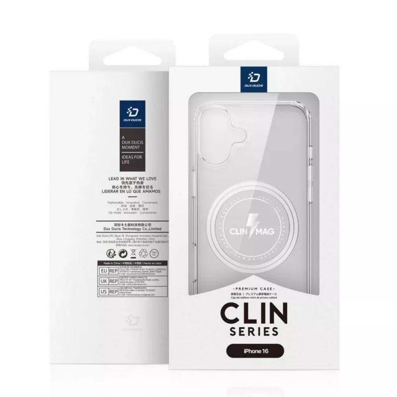 DUX DUCIS Clin Mag -kotelo iPhone 16, läpinäkyvä, MagSafe-yhteensopiva