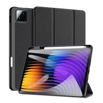 Dux Ducis Domo Series kolmiosaiseksi taitettava jalallinen PU-nahkainen tablettikotelo Xiaomi Redmi Pad 7/7 Pro, musta