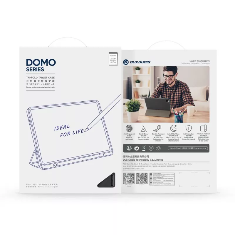 Dux Ducis Galaxy Tab A9 Plus / Tab A11 Plus Domo Series Tri-fold teline PU-nahkainen tablettikotelo musta