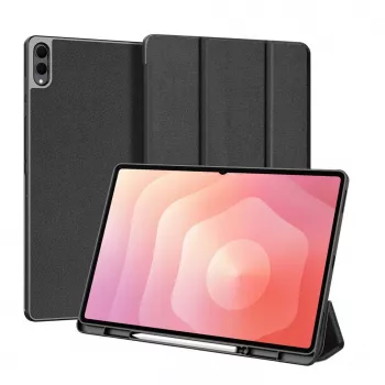 Dux Ducis Galaxy Tab S11 Ultra Domo Series -kolmiosaiseksi taitettava PU-nahkainen tablettikotelo, musta