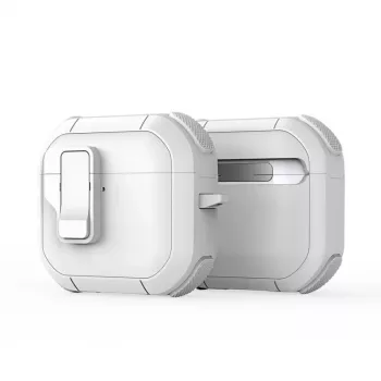 Dux Ducis PECP Series PC+TPU kotelo koukulla AirPods 4, valkoinen