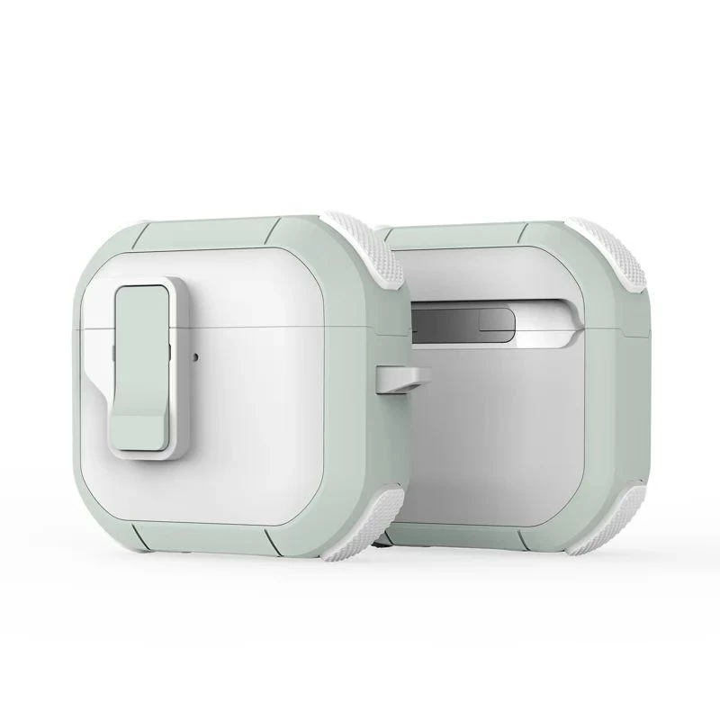 Dux Ducis PECP-sarja PC+TPU-kotelo koukulla AirPods 4 -kuulokkeille, valkoinen vihreä