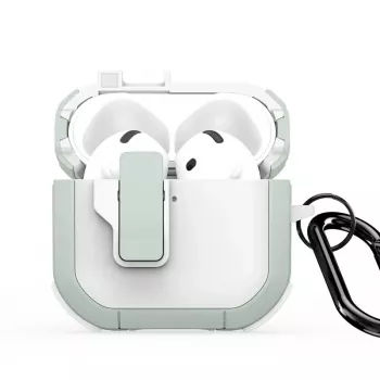 Dux Ducis PECP-sarja PC+TPU-kotelo koukulla AirPods 4 -kuulokkeille, valkoinen vihreä